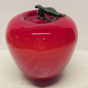 Vintage Murano Style Huge Red Art Glass Apple Home Kitchen Decor Paperweight